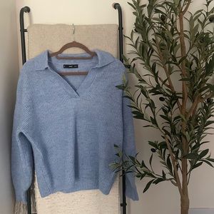 mango blue collared sweater